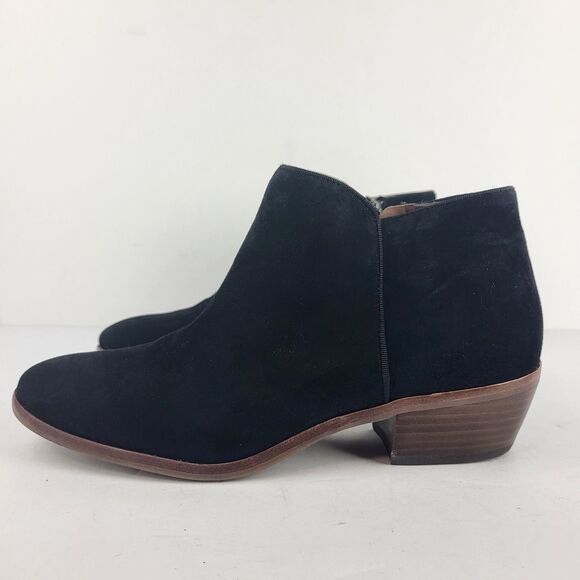 Sam Edelman Petty Black Suede Leather Ankle Booties Size 7.5 M - Picture 2 of 14